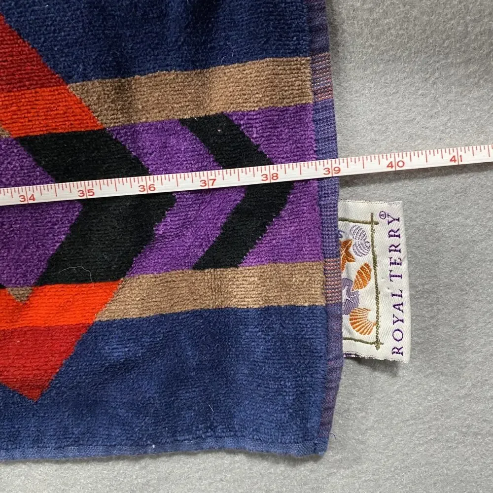 Vintage Royal Terry Beach Towel Aztec Southwestern Indian 39x64